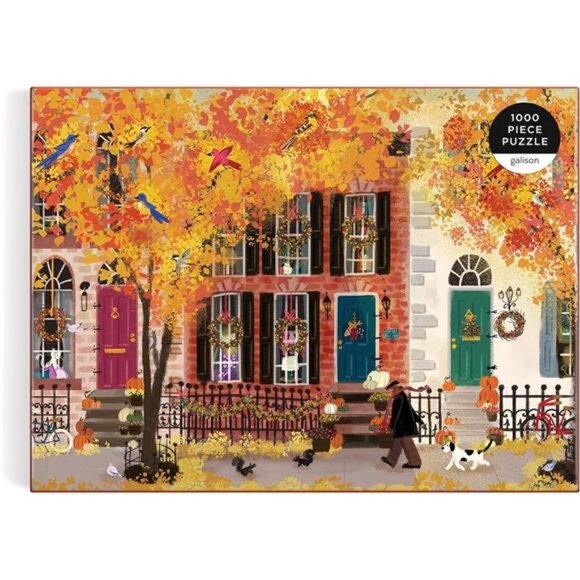 Galison Autumn in The Neighborhood 1000 Piece Puzzle from Galison - 27" x 20" - Picture 6 of 7